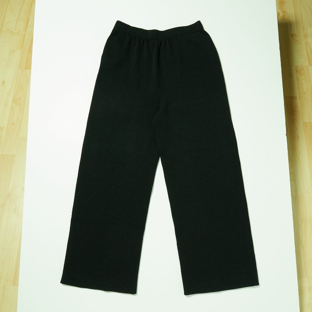 St John Black Knit Wide-Leg Pants
